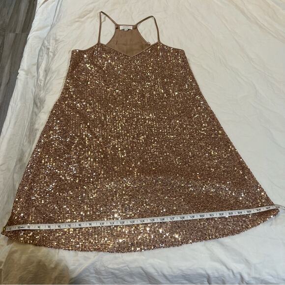 Jade by Johnny Was Adnaro Mini Rose Gold Sequin Swing dress size XS - Picture 8 of 10